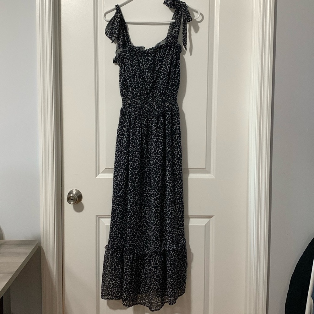 Who What Wear Black Giraffe Print Dress